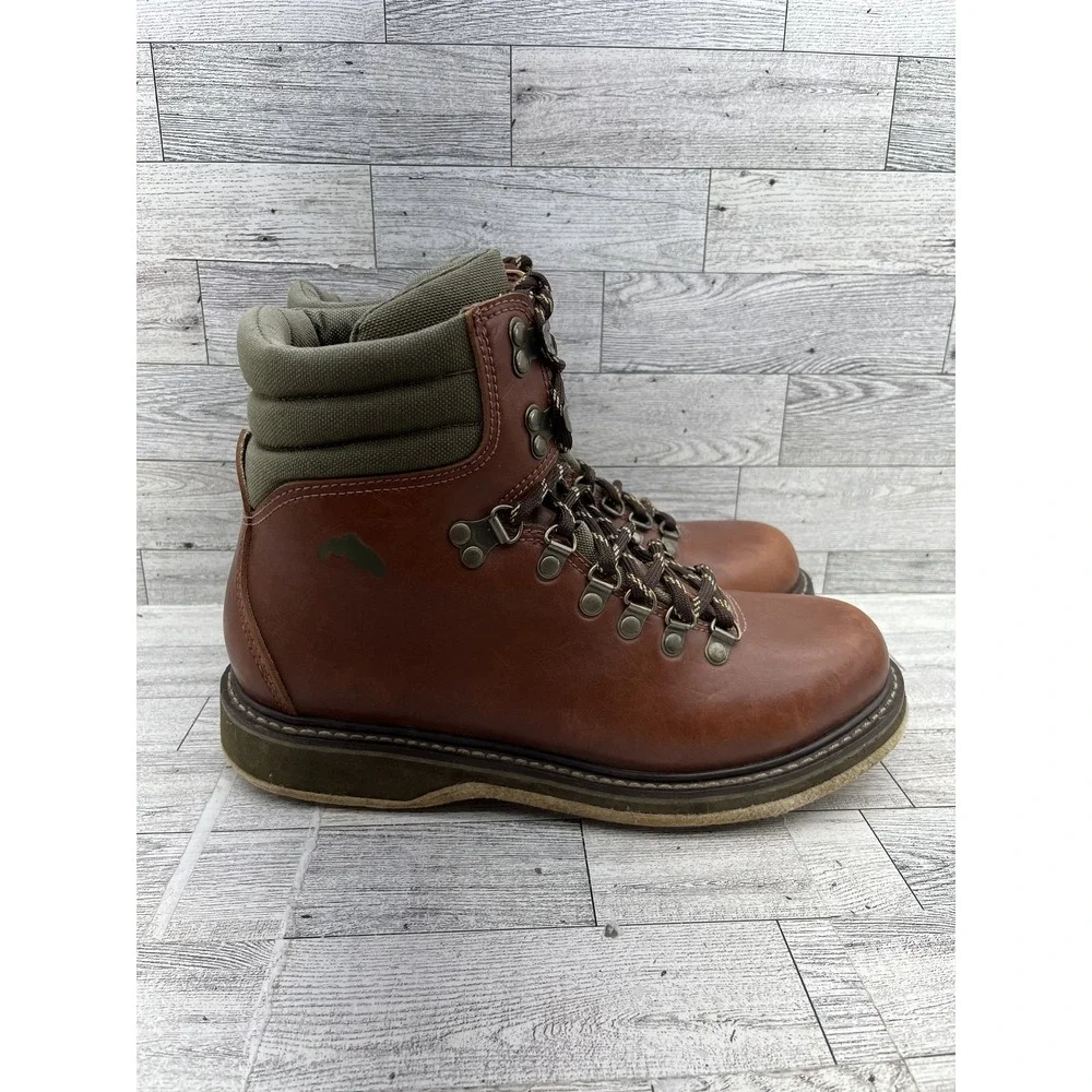 Simms Boots Mens Size‎ 8 Brown Leather Suede Wading Hiking Outdoor Lace Up Shoes